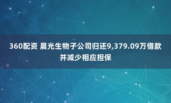 360配资 晨光生物子公司归还9,379.09万借款并减少相应担保
