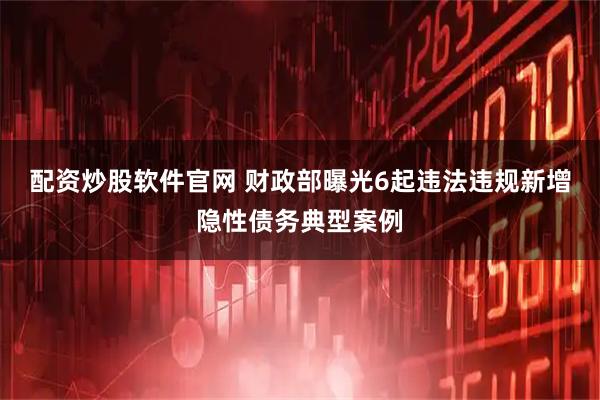 配资炒股软件官网 财政部曝光6起违法违规新增隐性债务典型案例